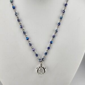 Vintage Blue Bead Dolphin Orb Crystal Necklace Pools Of Light‎